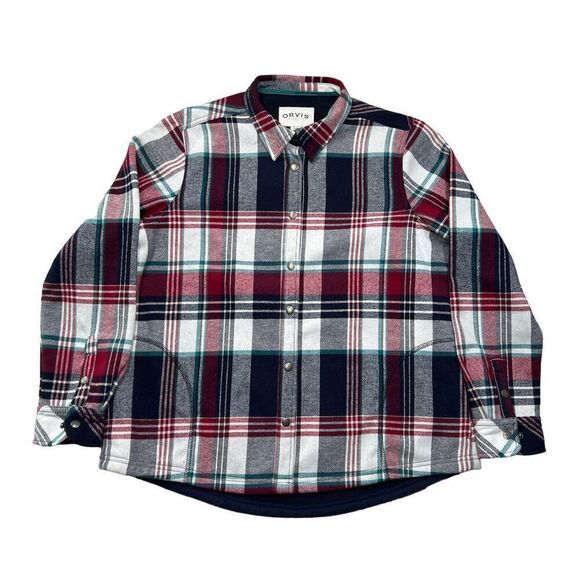 Orvis Women's Fleeced Lined Flannel Pinnacle Shacket Shirt Jacket - Picture 1 of 11